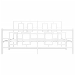 Cadre de lit métal sans matelas et pied de lit blanc 150x200 cm 