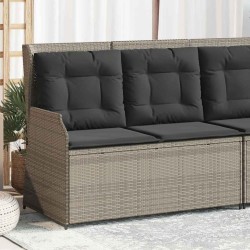 Banc inclinable de jardin et coussins gris clair résine tressée 