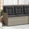 Banc inclinable de jardin et coussins gris clair résine tressée 