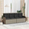 Banc inclinable de jardin et coussins gris clair résine tressée 