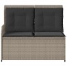 Banc inclinable de jardin et coussins gris clair résine tressée 