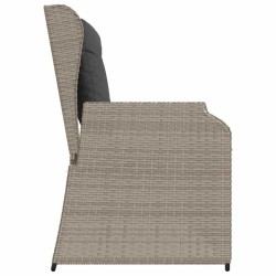 Banc inclinable de jardin et coussins gris clair résine tressée 