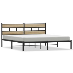 Cadre de lit en métal sans matelas chêne sonoma 193x203 cm 