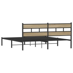 Cadre de lit en métal sans matelas chêne sonoma 193x203 cm 