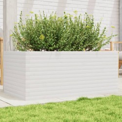 Jardinière blanc 110x60x46 cm bois de pin massif 