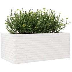 Jardinière blanc 110x60x46 cm bois de pin massif 