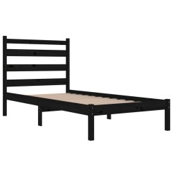 Cadre de lit sans matelas noir bois massif 100x200 cm 