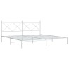 Cadre de lit métal sans matelas et tête de lit blanc 200x200 cm 