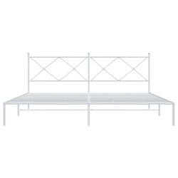 Cadre de lit métal sans matelas et tête de lit blanc 200x200 cm 