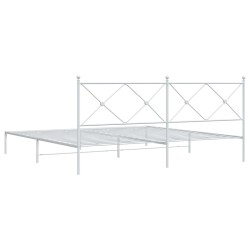 Cadre de lit métal sans matelas et tête de lit blanc 200x200 cm 