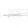 Cadre de lit métal sans matelas et tête de lit blanc 200x200 cm 