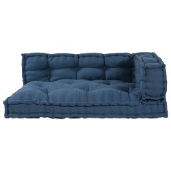Coussin de canapé en palette avec soutien pour bras et dos - Tissu bleu 