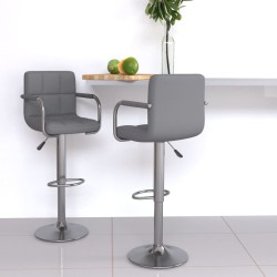 Tabourets de bar lot de 2 gris similicuir 