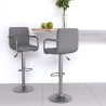 Tabourets de bar lot de 2 gris similicuir 