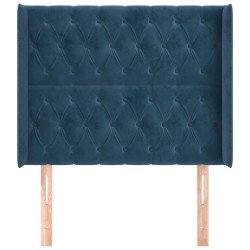 Tête de lit avec oreilles Bleu foncé 103x16x118/128 cm Velours 