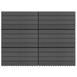 Carreaux de terrasse 6 pcs WPC 60x30 cm 1,08 m² Noir 