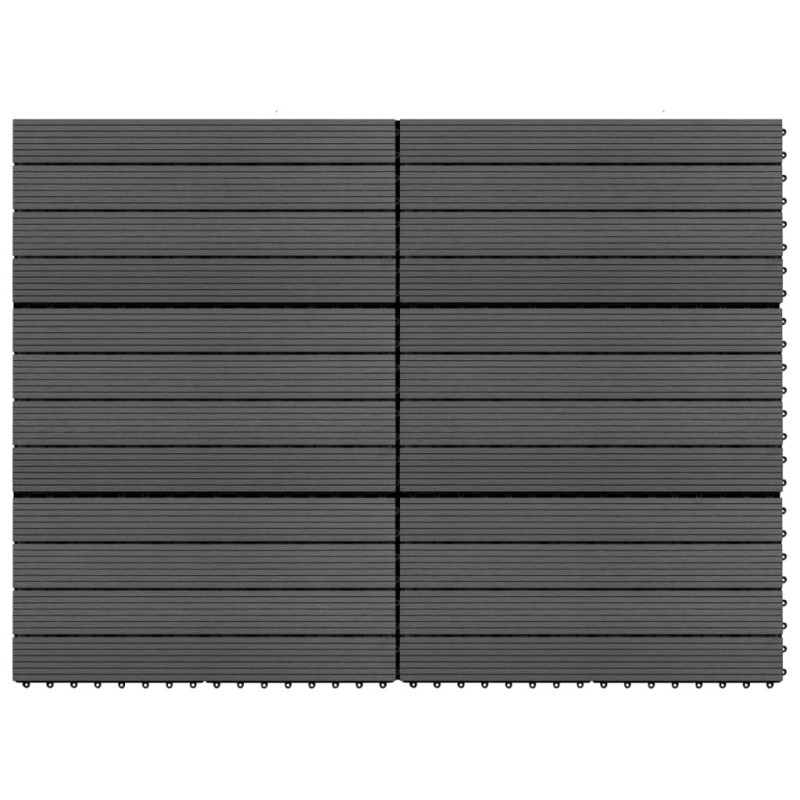 Carreaux de terrasse 6 pcs WPC 60x30 cm 1,08 m² Noir 
