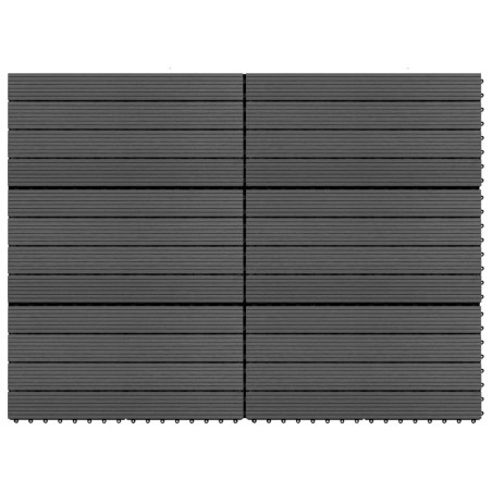 Carreaux de terrasse 6 pcs WPC 60x30 cm 1,08 m² Noir 