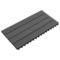 Carreaux de terrasse 6 pcs WPC 60x30 cm 1,08 m² Noir 