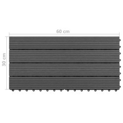 Carreaux de terrasse 6 pcs WPC 60x30 cm 1,08 m² Noir 