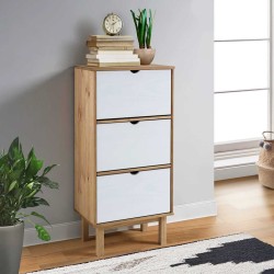 Armoire à chaussures OTTA et 3 tiroirs Marron et blanc Bois pin 