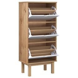 Armoire à chaussures OTTA et 3 tiroirs Marron et blanc Bois pin 