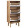 Armoire à chaussures OTTA et 3 tiroirs Marron et blanc Bois pin 