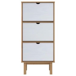 Armoire à chaussures OTTA et 3 tiroirs Marron et blanc Bois pin 