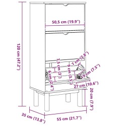 Armoire à chaussures OTTA et 3 tiroirs Marron et blanc Bois pin 