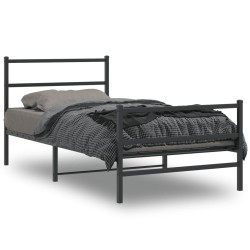 Cadre de lit métal sans matelas et pied de lit noir 100x200 cm 