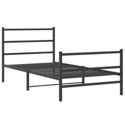Cadre de lit métal sans matelas et pied de lit noir 100x200 cm 