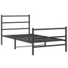 Cadre de lit métal sans matelas et pied de lit noir 100x200 cm 