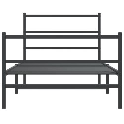 Cadre de lit métal sans matelas et pied de lit noir 100x200 cm 