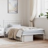 Cadre de lit métal sans matelas et tête de lit blanc 107x203 cm 