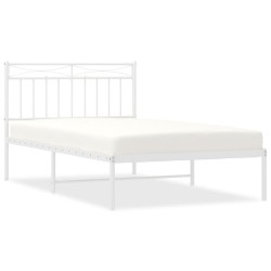 Cadre de lit métal sans matelas et tête de lit blanc 107x203 cm 
