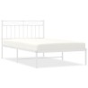 Cadre de lit métal sans matelas et tête de lit blanc 107x203 cm 