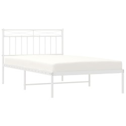 Cadre de lit métal sans matelas et tête de lit blanc 107x203 cm 