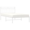 Cadre de lit métal sans matelas et tête de lit blanc 107x203 cm 