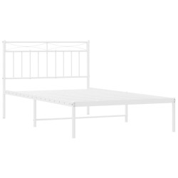 Cadre de lit métal sans matelas et tête de lit blanc 107x203 cm 