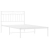 Cadre de lit métal sans matelas et tête de lit blanc 107x203 cm 