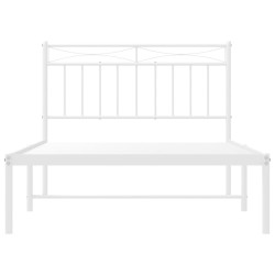 Cadre de lit métal sans matelas et tête de lit blanc 107x203 cm 