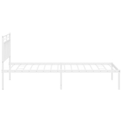 Cadre de lit métal sans matelas et tête de lit blanc 107x203 cm 