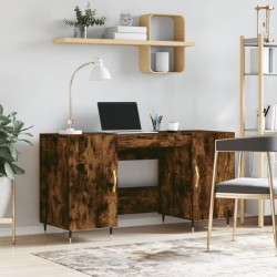 Bureau chêne fumé 140x50x75 cm bois d'ingénierie 