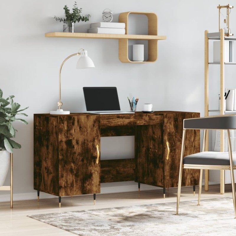 Bureau chêne fumé 140x50x75 cm bois d'ingénierie Bureau chêne fumé 140x50x75 cm bois d'ingénierie