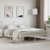 Cadre de lit métal sans matelas et tête de lit blanc 160x200 cm 