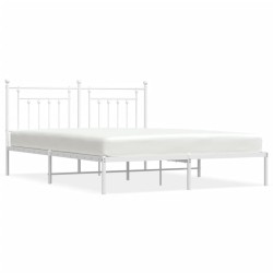 Cadre de lit métal sans matelas et tête de lit blanc 160x200 cm 