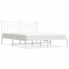 Cadre de lit métal sans matelas et tête de lit blanc 160x200 cm 