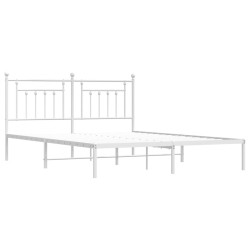 Cadre de lit métal sans matelas et tête de lit blanc 160x200 cm 