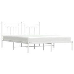 Cadre de lit métal sans matelas et tête de lit blanc 160x200 cm 