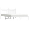 Cadre de lit métal sans matelas et tête de lit blanc 160x200 cm 